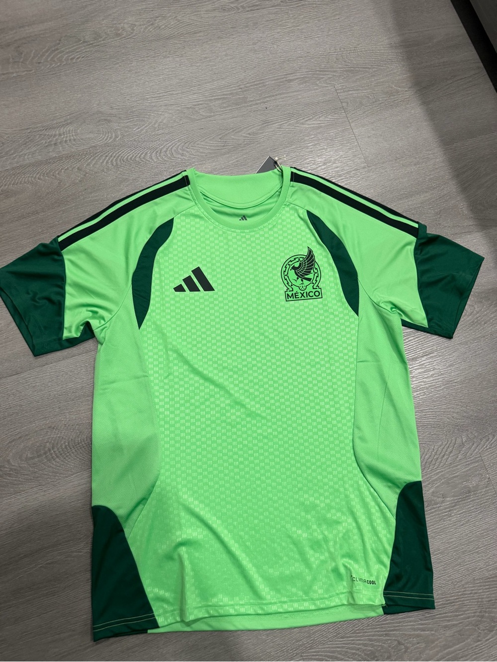 adidas Neon Green and Dark Green Mexico Soccer Jersey